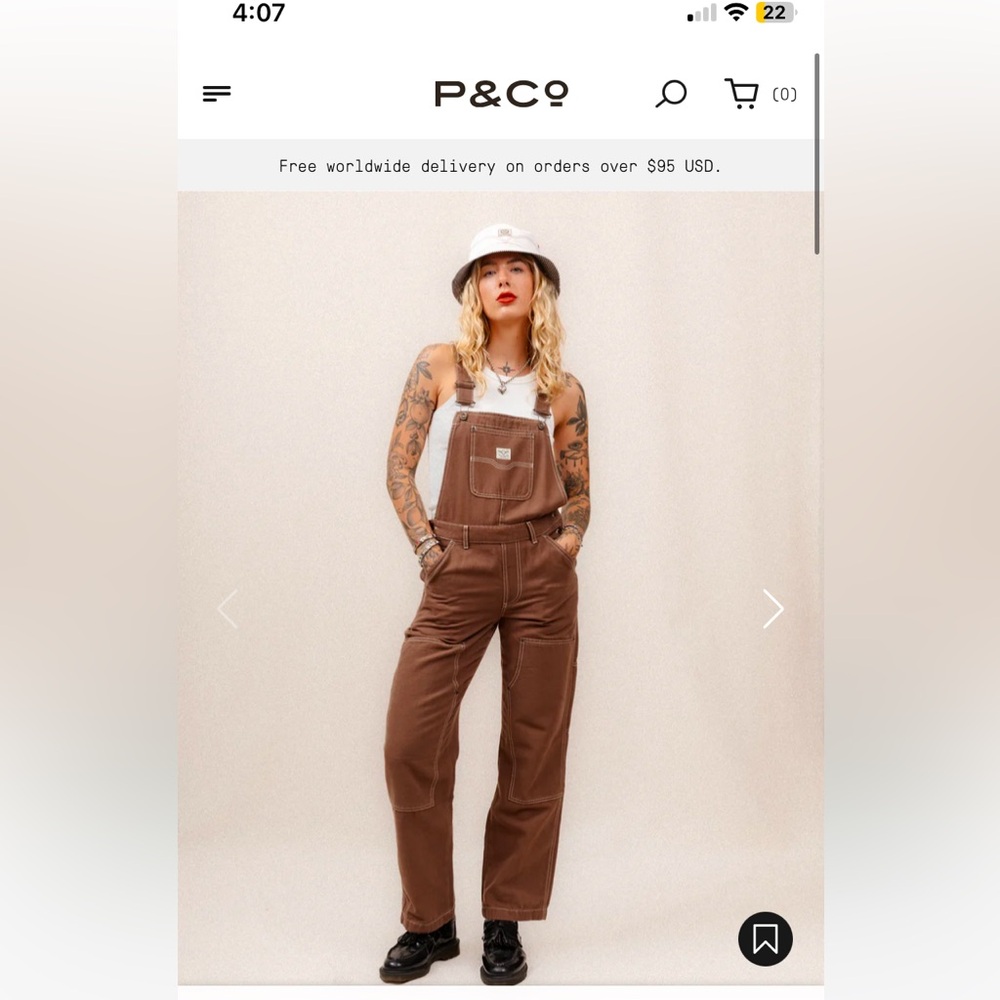 P&CO Albion Carpenter Overalls - Washed Brown - Picture 4 of 4